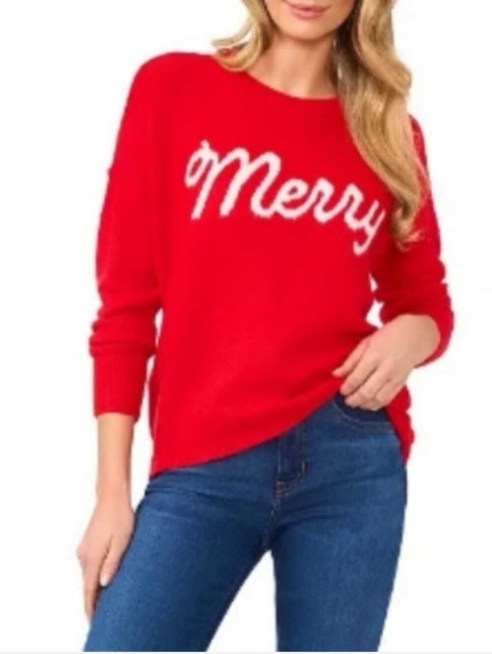CeCe Red 'Merry' Holiday Crewneck Sweater